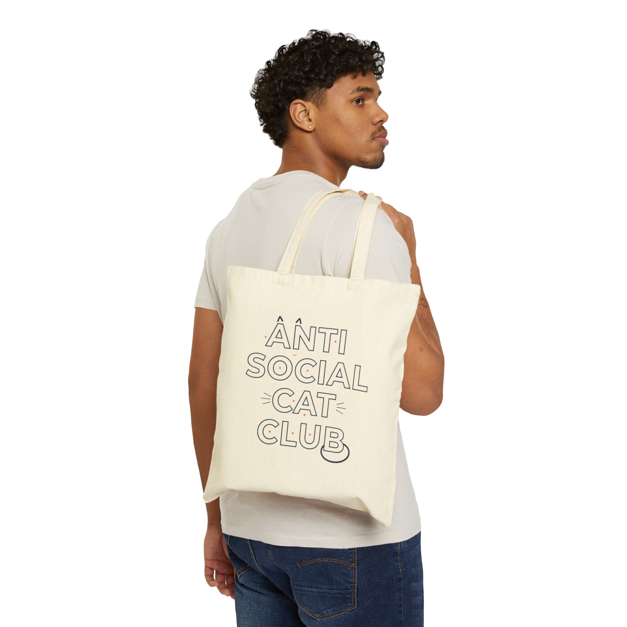 Outline Hollow Text Tote Bag | Minimalist Typography, Stencil-Effect Canvas