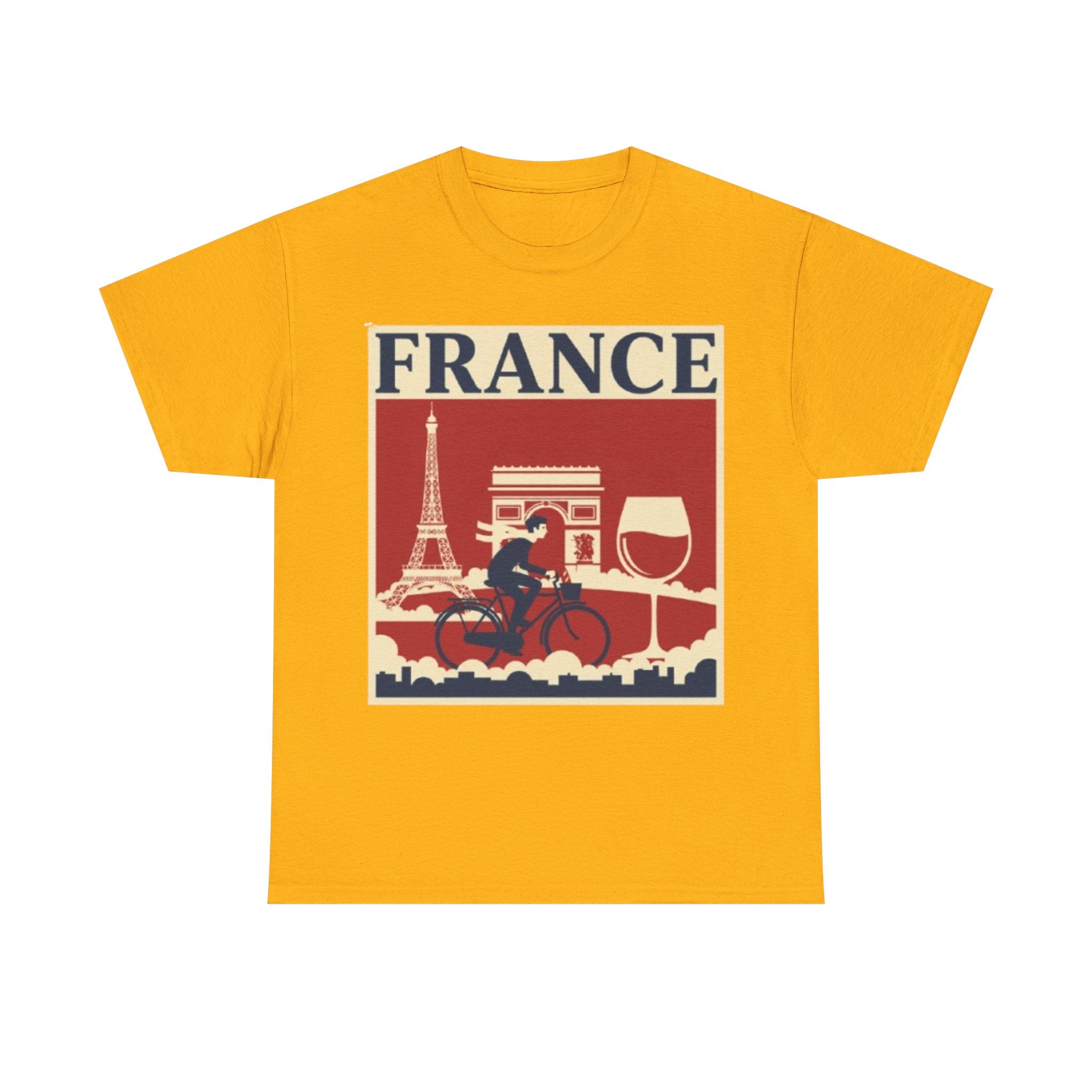 France Vintage Travel Tee — Eiffel Tower, Arc de Triomphe & Wine Graphic T-Shirt