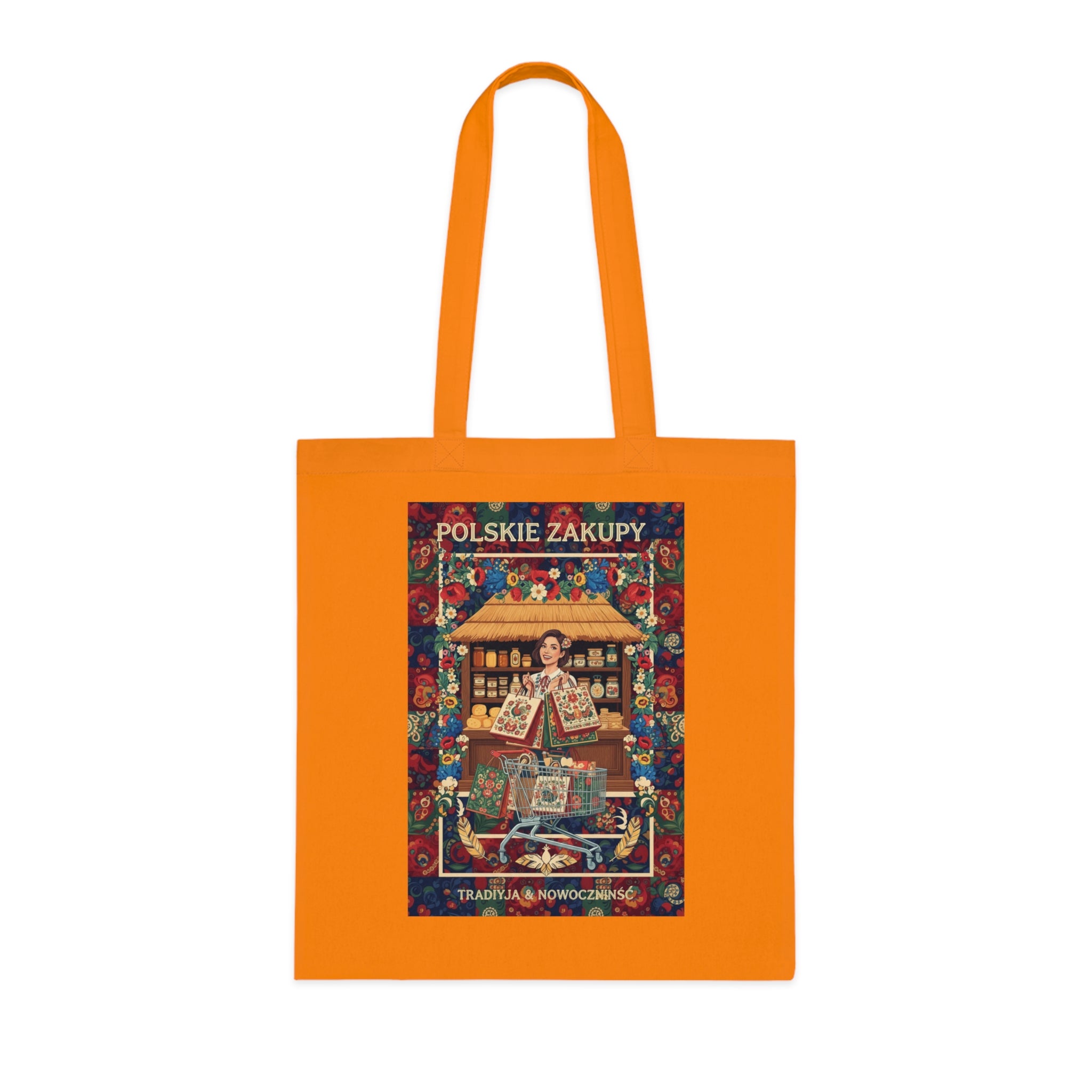 Polskie Zakupy Vintage Market Tote — Polish Folk Art Cotton Bag