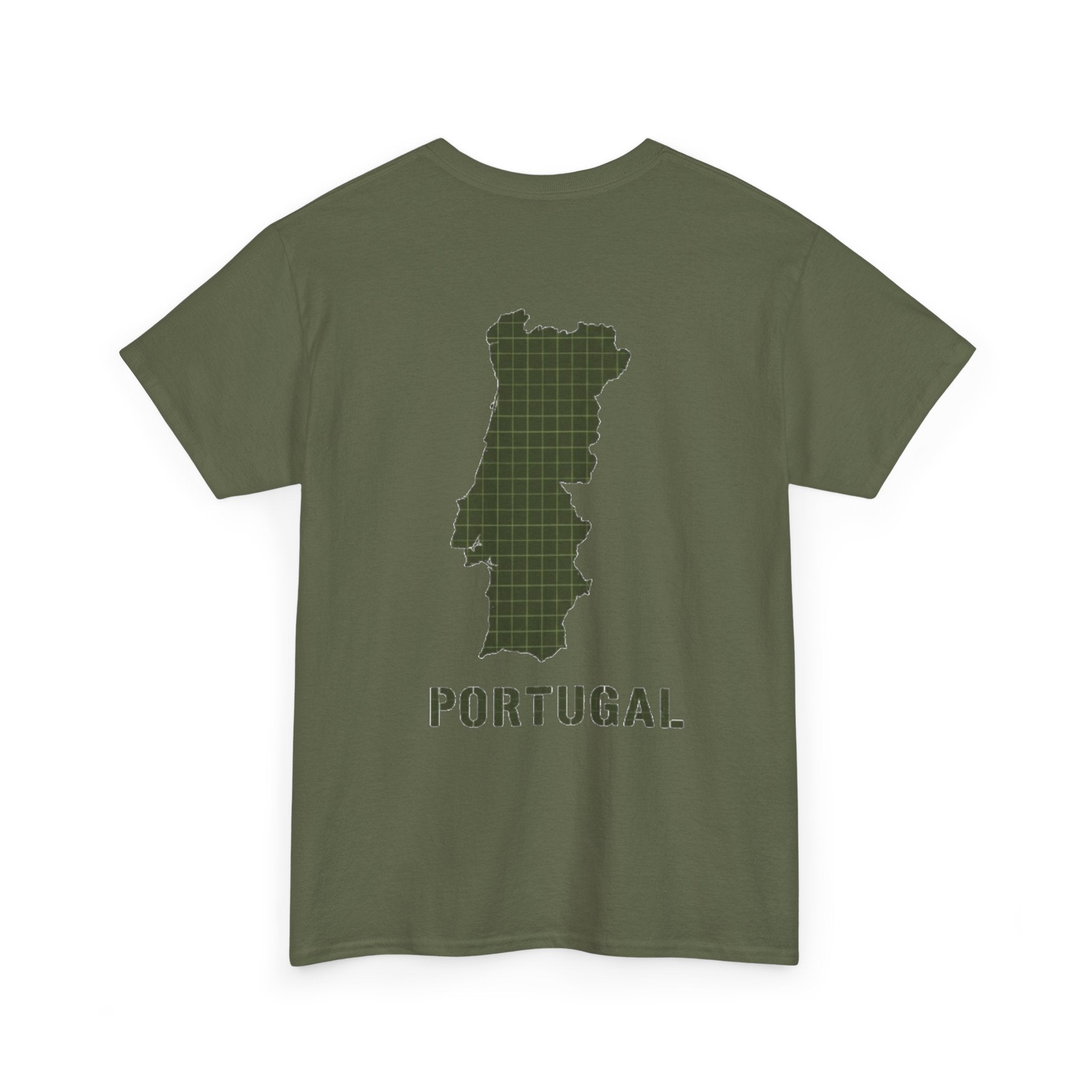 Portugal Map T-Shirt — Vintage Green Grid Portugal Tee