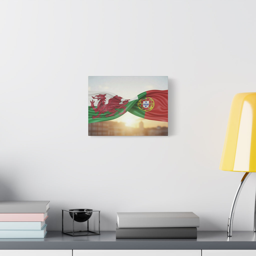 Welsh and Portuguese Flags Canvas Print — Dual-Nation Matte Stretched Wall Art