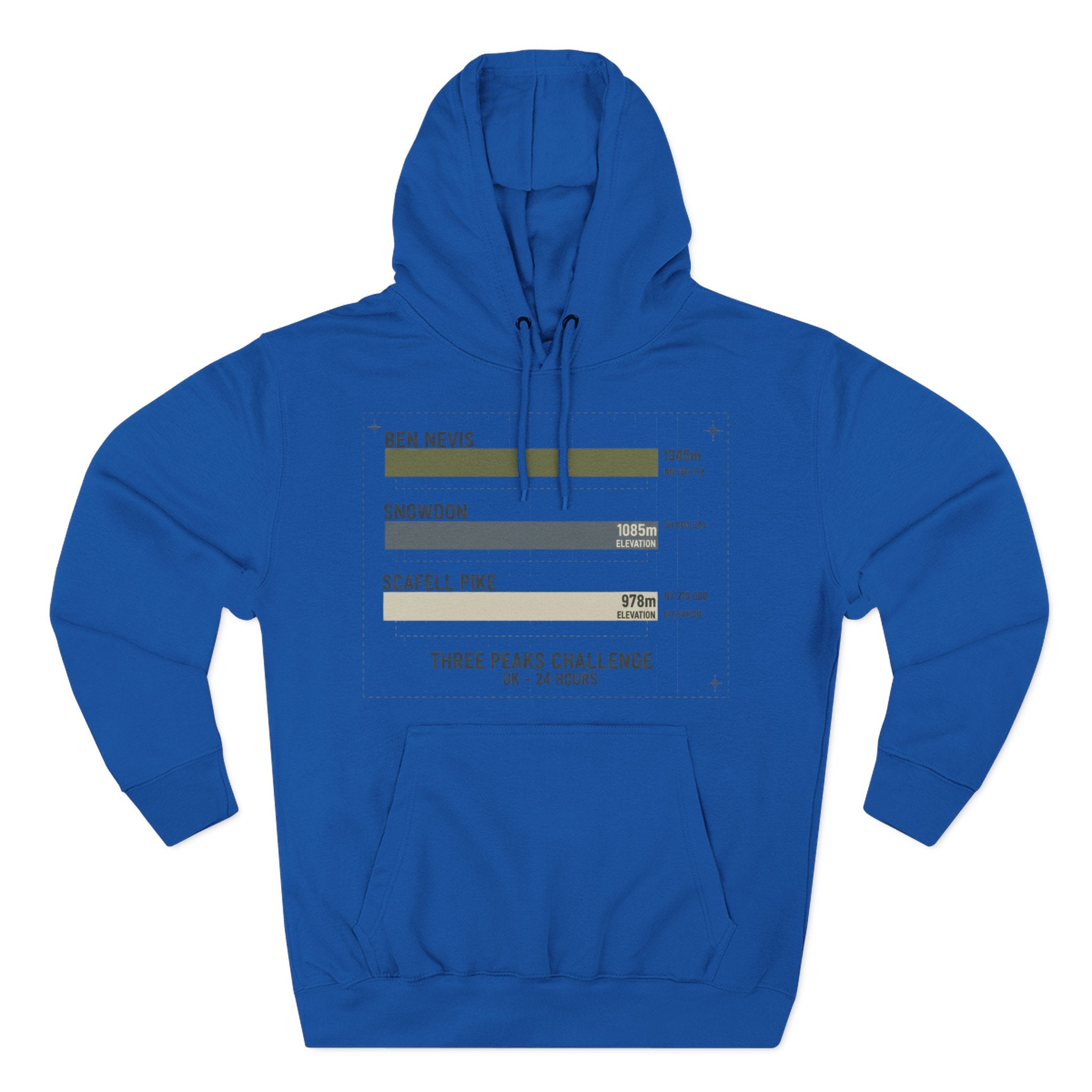 Three Peaks Challenge Hoodie — Retro Ben Nevis, Scafell Pike & Snowdon Pullover