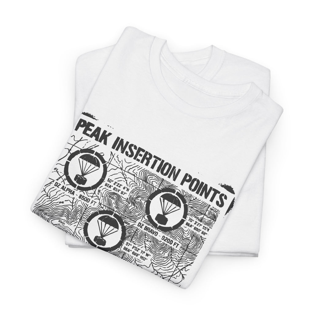 Retro Mountain Schematic Graphic T-Shirt — Technical Diagram Hiking Tee