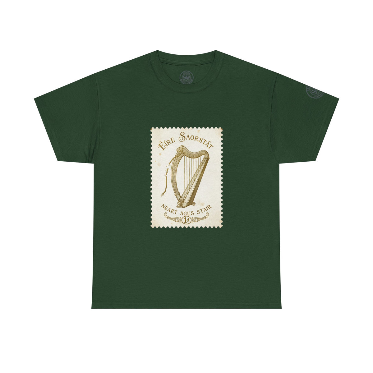 Irish Harp Vintage Stamp T-Shirt — Celtic Heritage Tee — product image 8