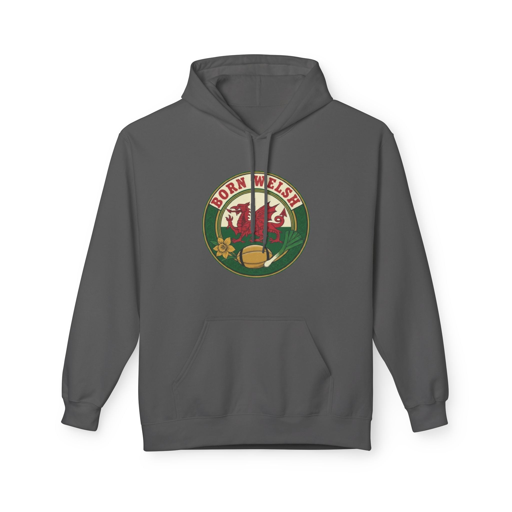 Born Welsh Hoodie — Vintage Welsh Dragon Rugby Crest Pullover