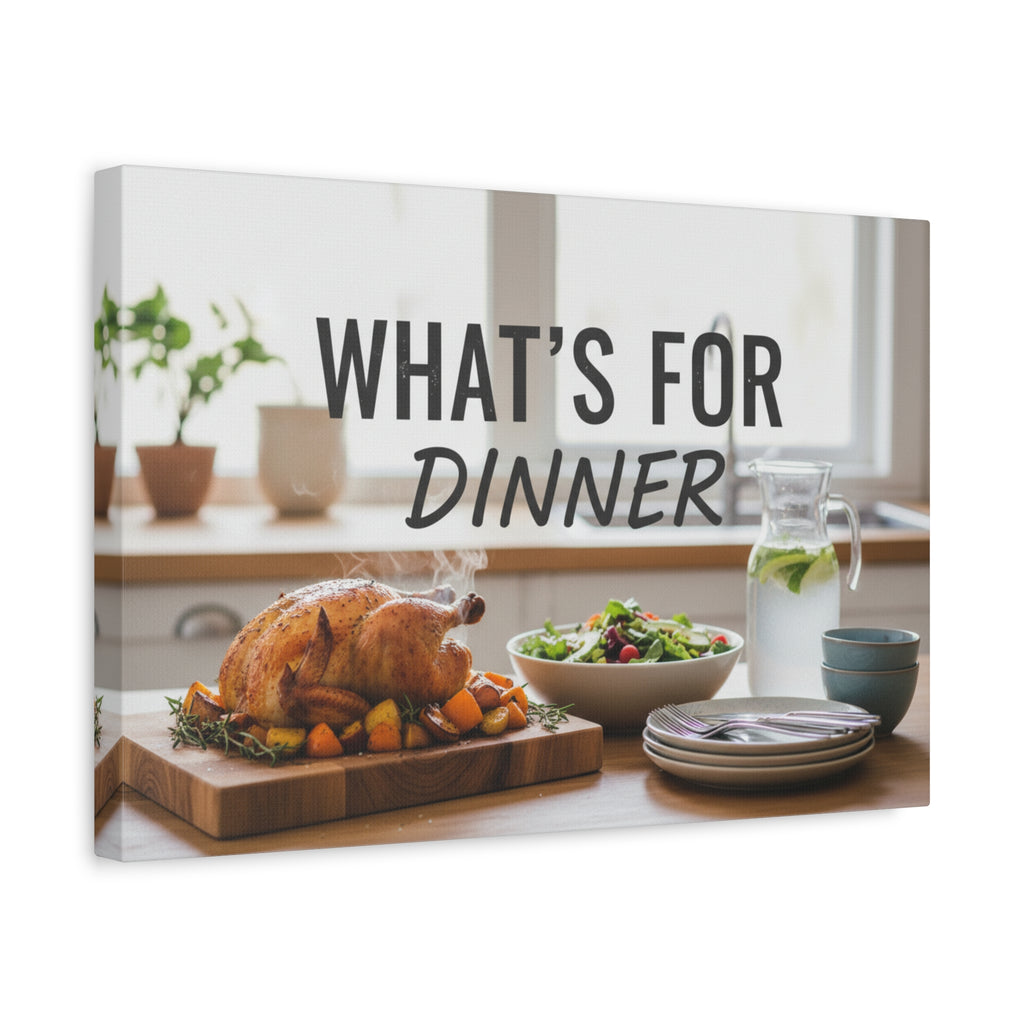 Canvas Wall Art — "What's For Dinner" Kitchen Sign, Rustic Dining Room Decor