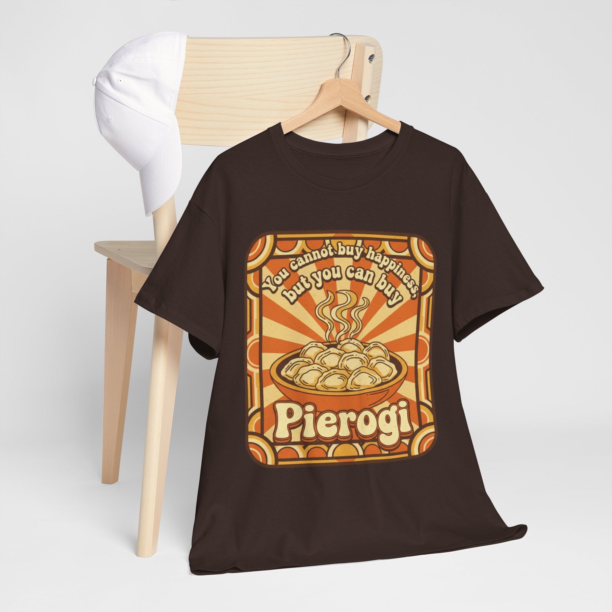 Pierogi T-Shirt — "You Can't Buy Happiness But You Can Buy Pierogi" Retro Food Tee