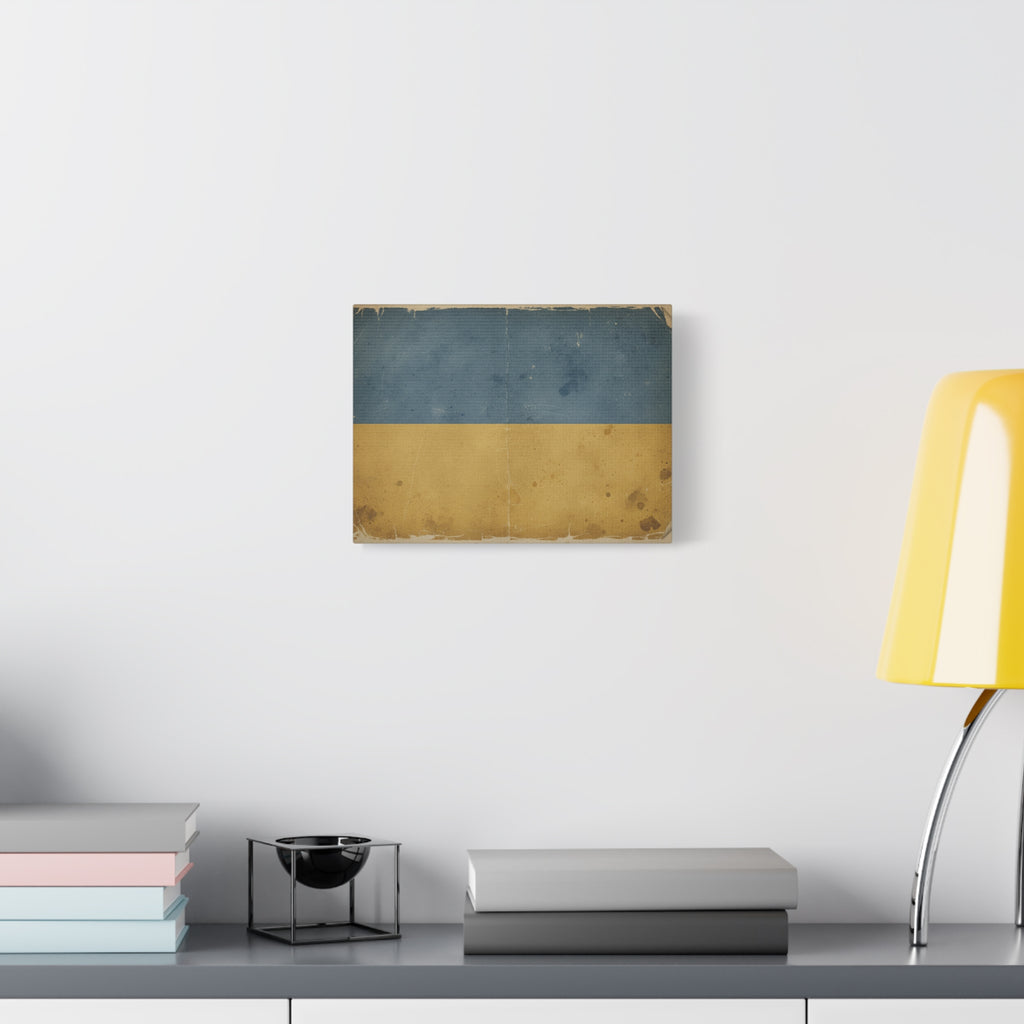 Ukrainian Flag Vintage Matte Canvas Print — Rustic Blue & Yellow Wall Art, Stretched 1.25"