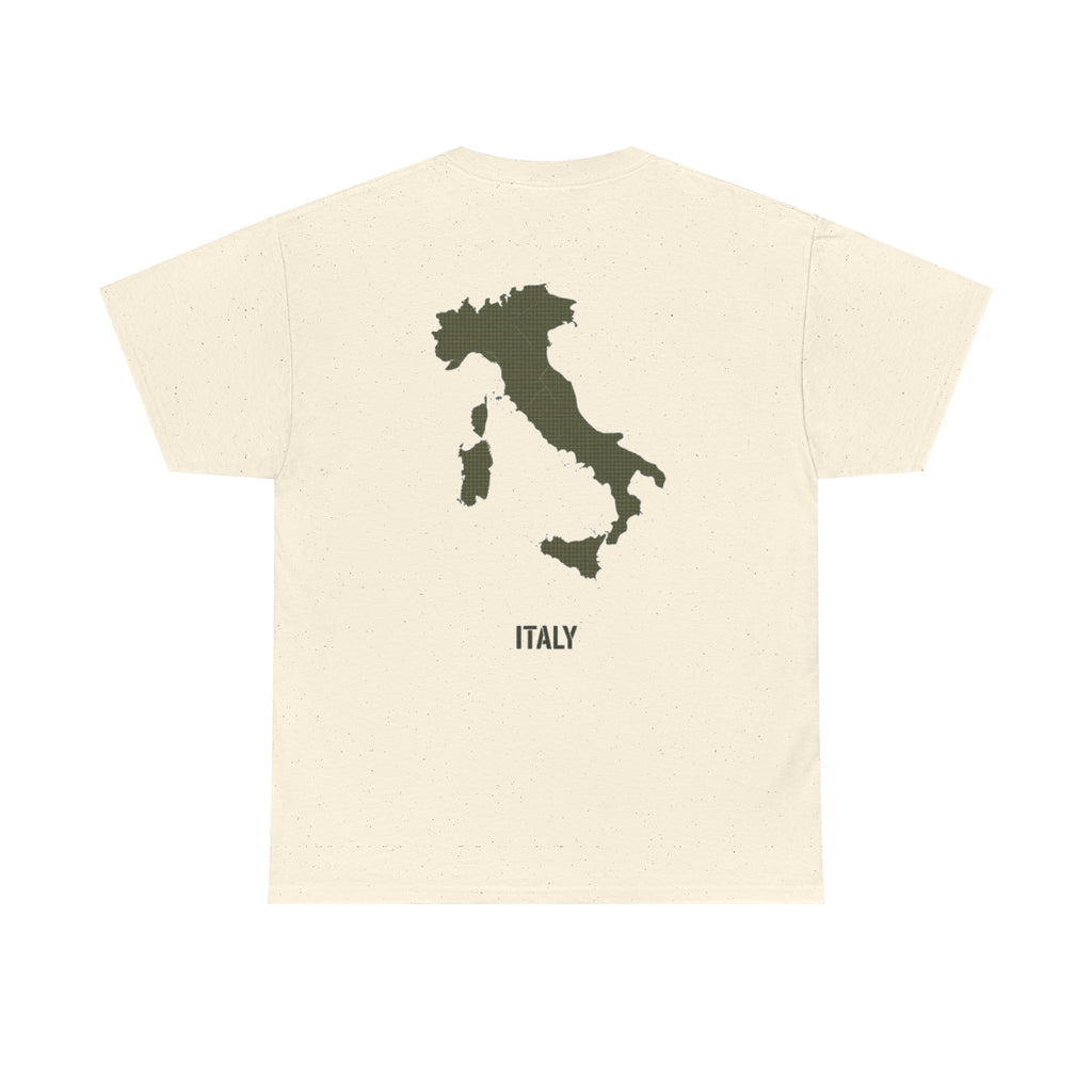 Italy Map T‑Shirt — Minimalist Travel Tee with 'Italy' Text