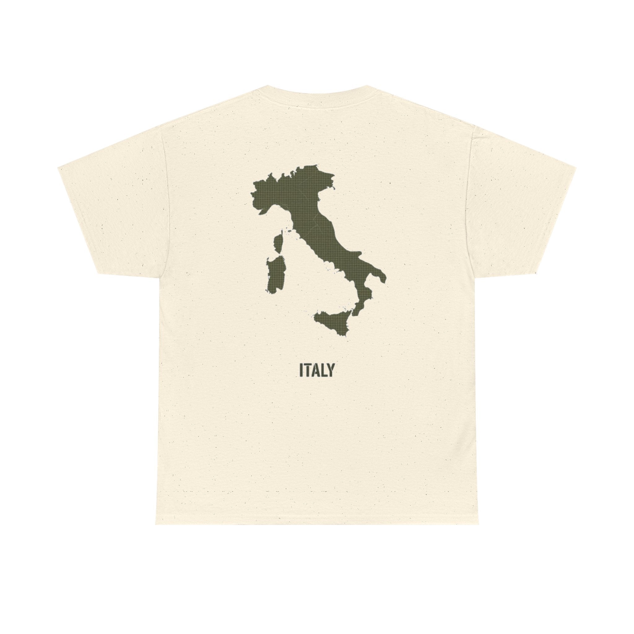 Italy Map T‑Shirt — Minimalist Travel Tee with 'Italy' Text