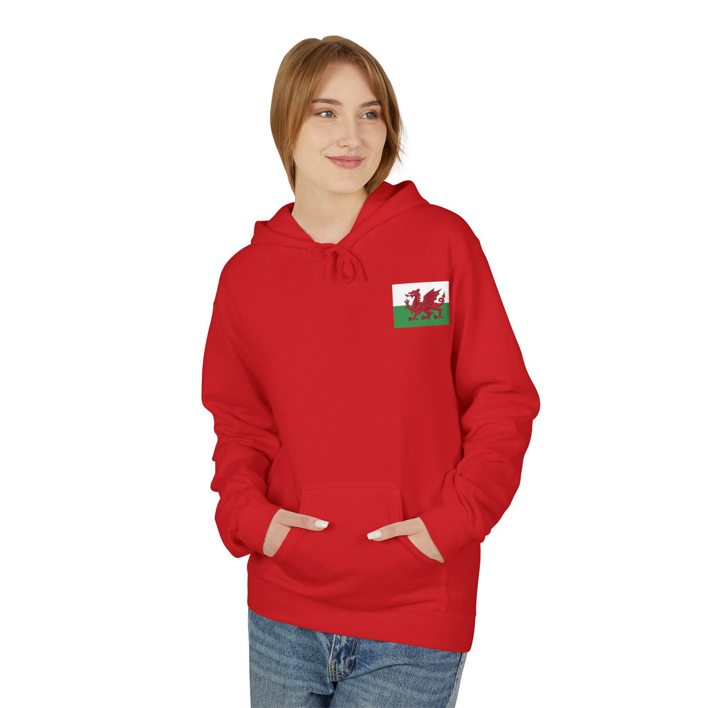 Welsh Dragon Drinking Beer Hoodie — Rugby Pub Fan Pullover