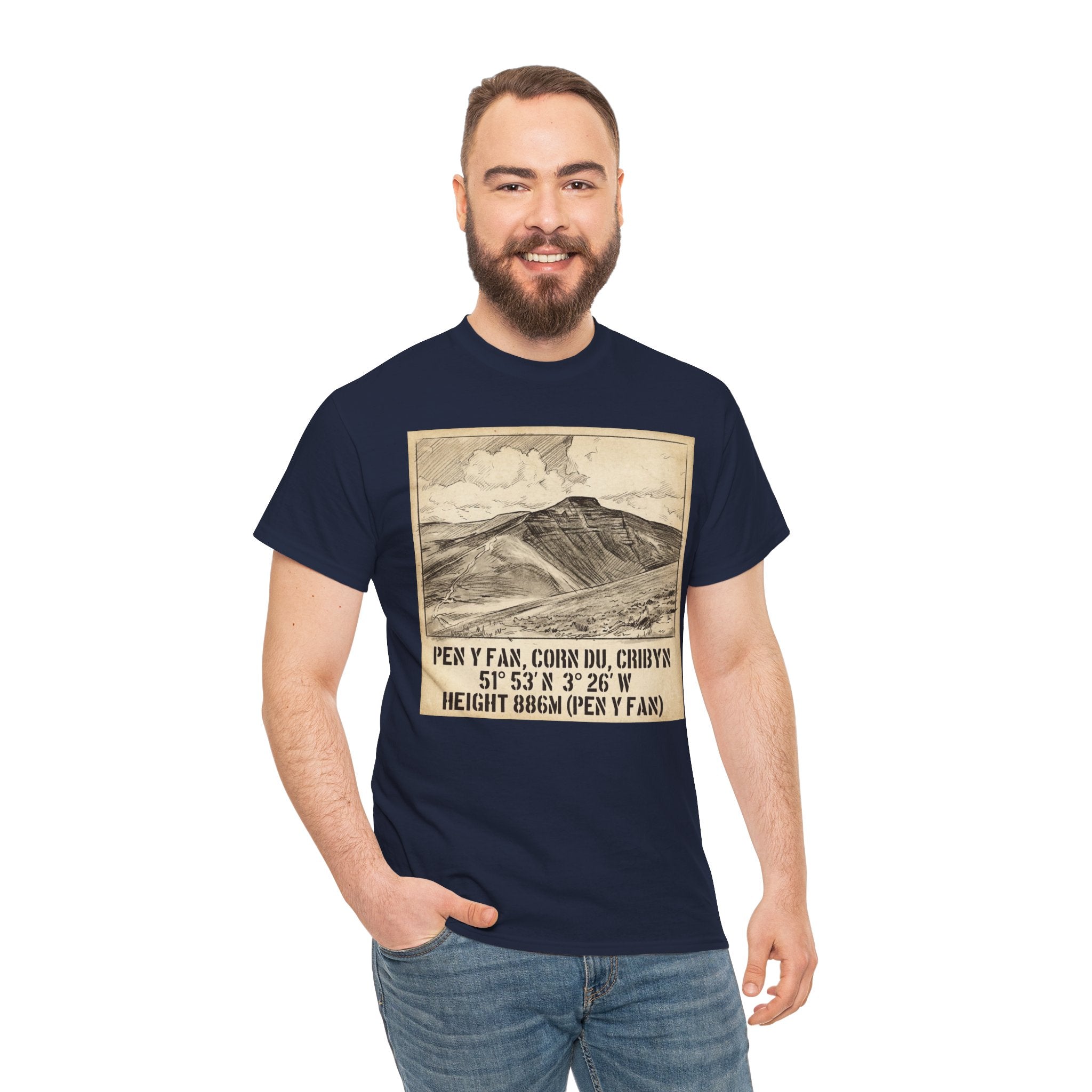 Pen y Fan Summit Coordinates T-Shirt — Vintage Mountain Peak Tee