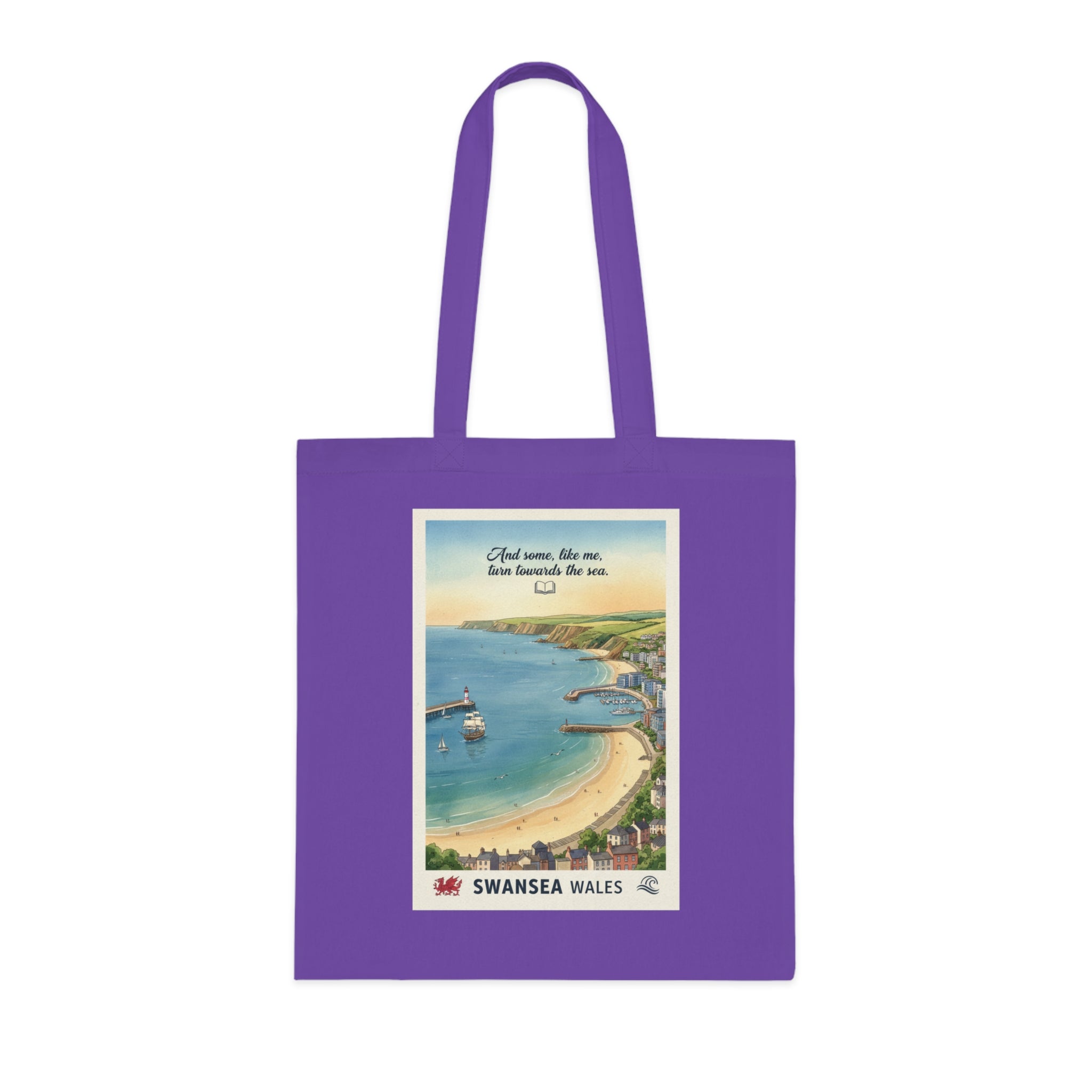Swansea Wales Vintage Beach Tote — Retro Coastal Cotton Shopper