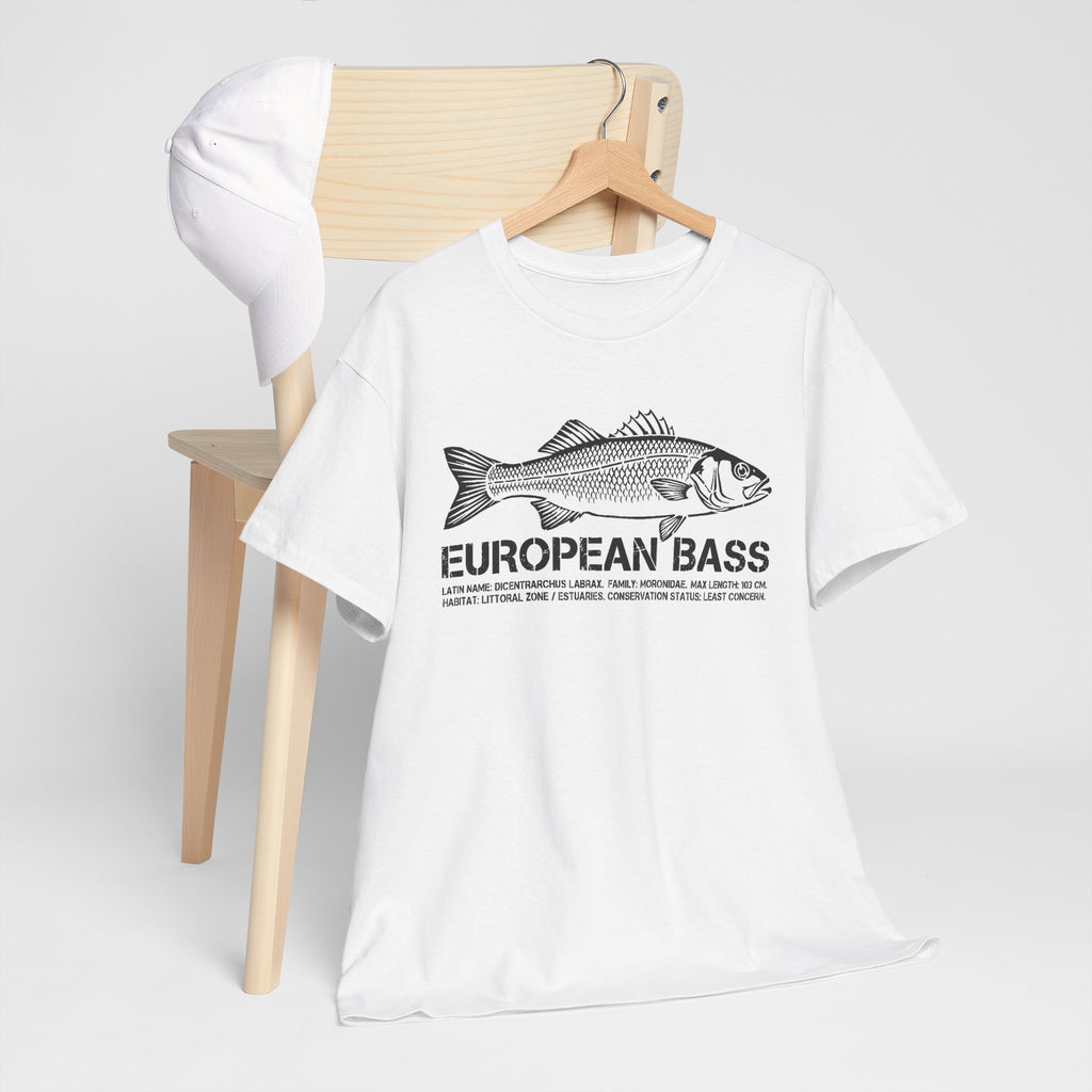 European Bass Fishing — Vintage Fish Illustration Tee