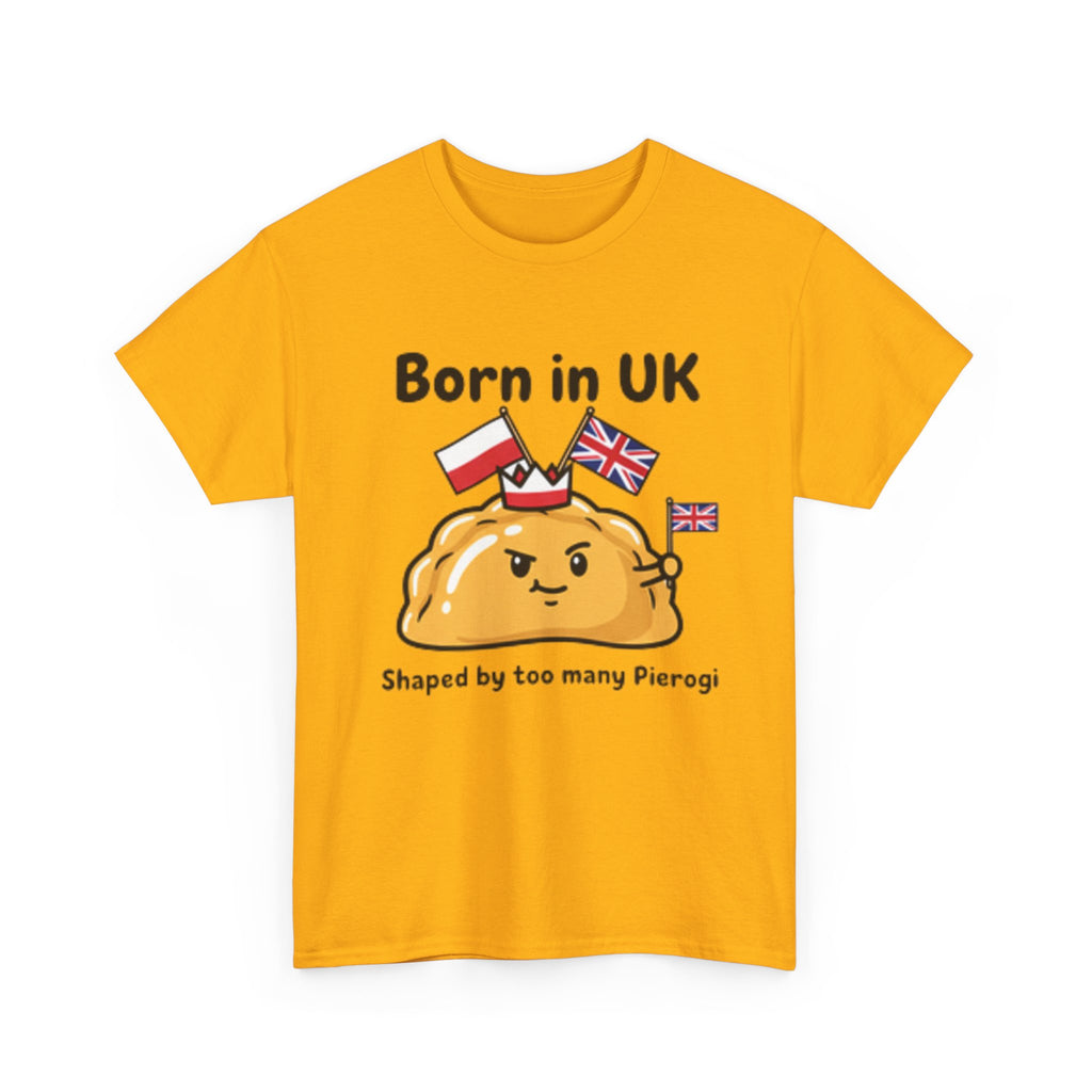 Born in UK Pierogi T‑Shirt — Funny Polish‑British Pride Tee