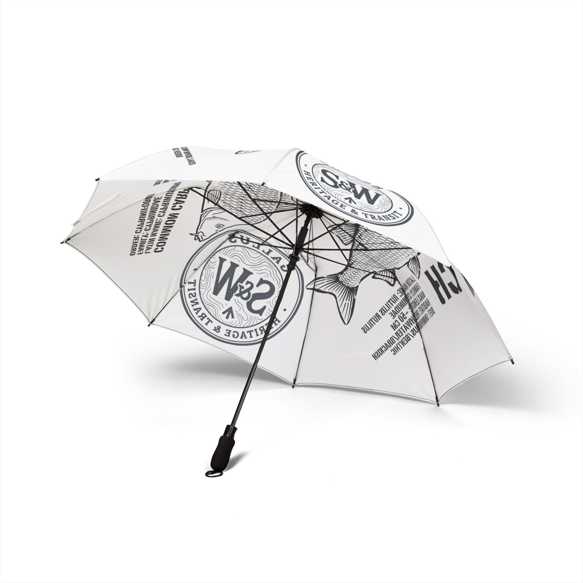 Roach Fish Foldable Umbrella — Compact Semi-Automatic Rain Umbrella with Vintage Angling Print