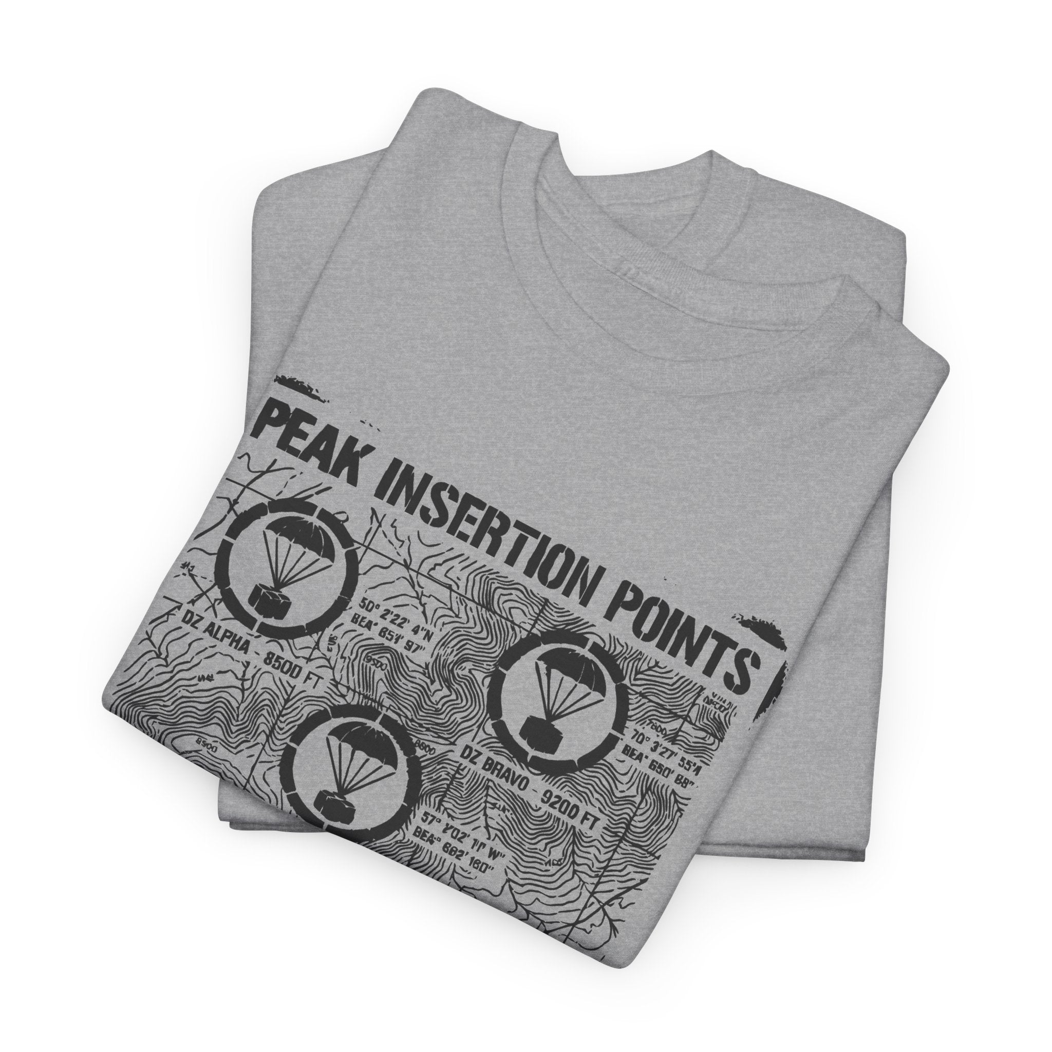 Retro Mountain Schematic Graphic T-Shirt — Technical Diagram Hiking Tee