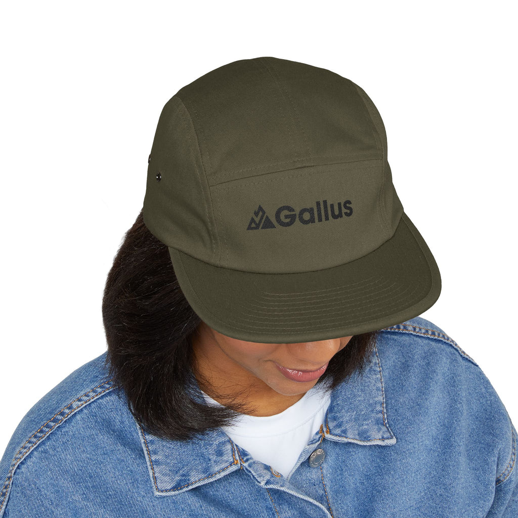 Gallus Embroidered 5-Panel Cap — Minimal Logo Cotton Camper Hat