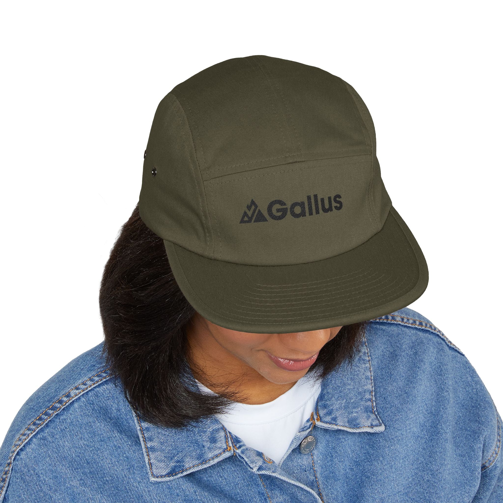 Gallus Embroidered 5-Panel Cap — Minimal Logo Cotton Camper Hat