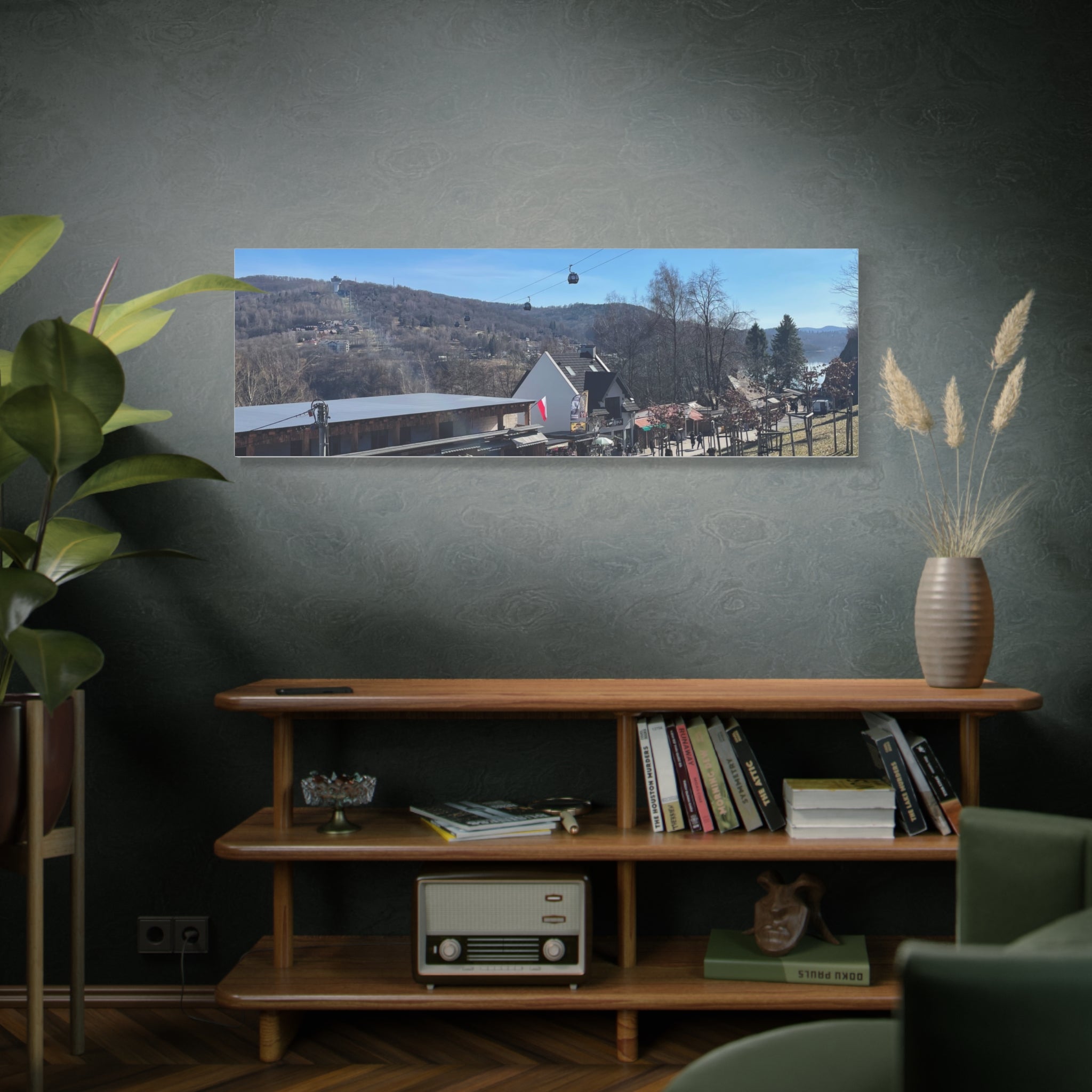 Resort Gondola Matte Canvas Wall Art — Mountain Village Landscape Print