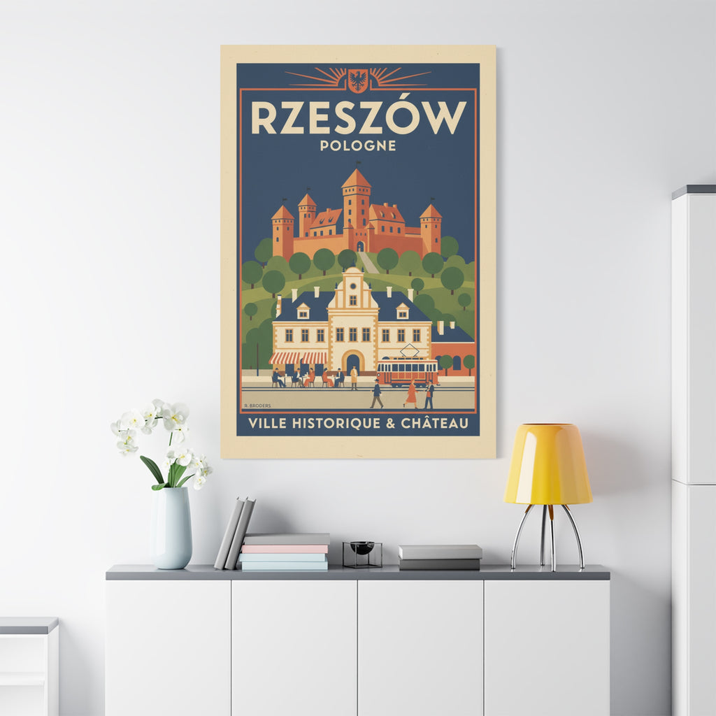 Rzeszów Vintage Travel Poster Canvas - Matte Stretched Wall Art