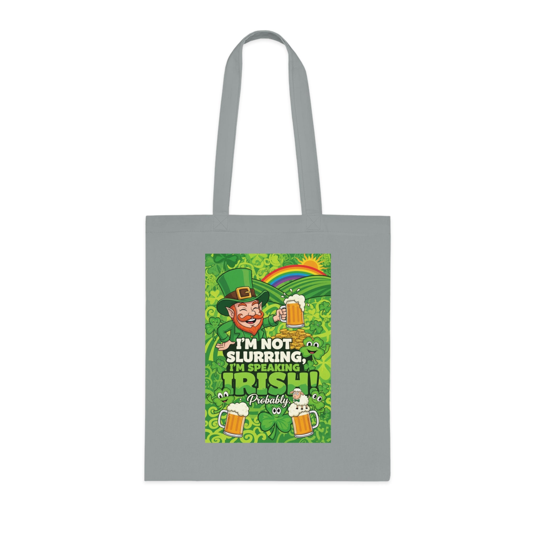 St. Patrick's Day Tote Bag - "I'm Not Slurring, I'm Speaking Irish" Cotton Grocery Tote