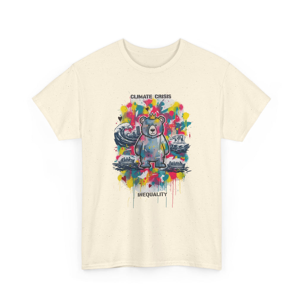 Graffiti Bear Tee — Colourful 'Climate Crisis' & 'Inequality' Graphic T-Shirt