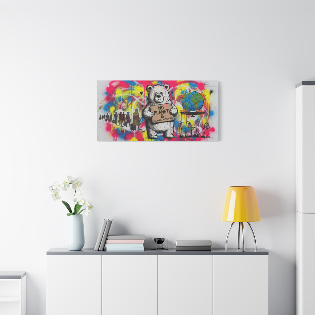 No Planet B Polar Bear Matte Canvas Wall Art — Climate Justice Stretched Canvas