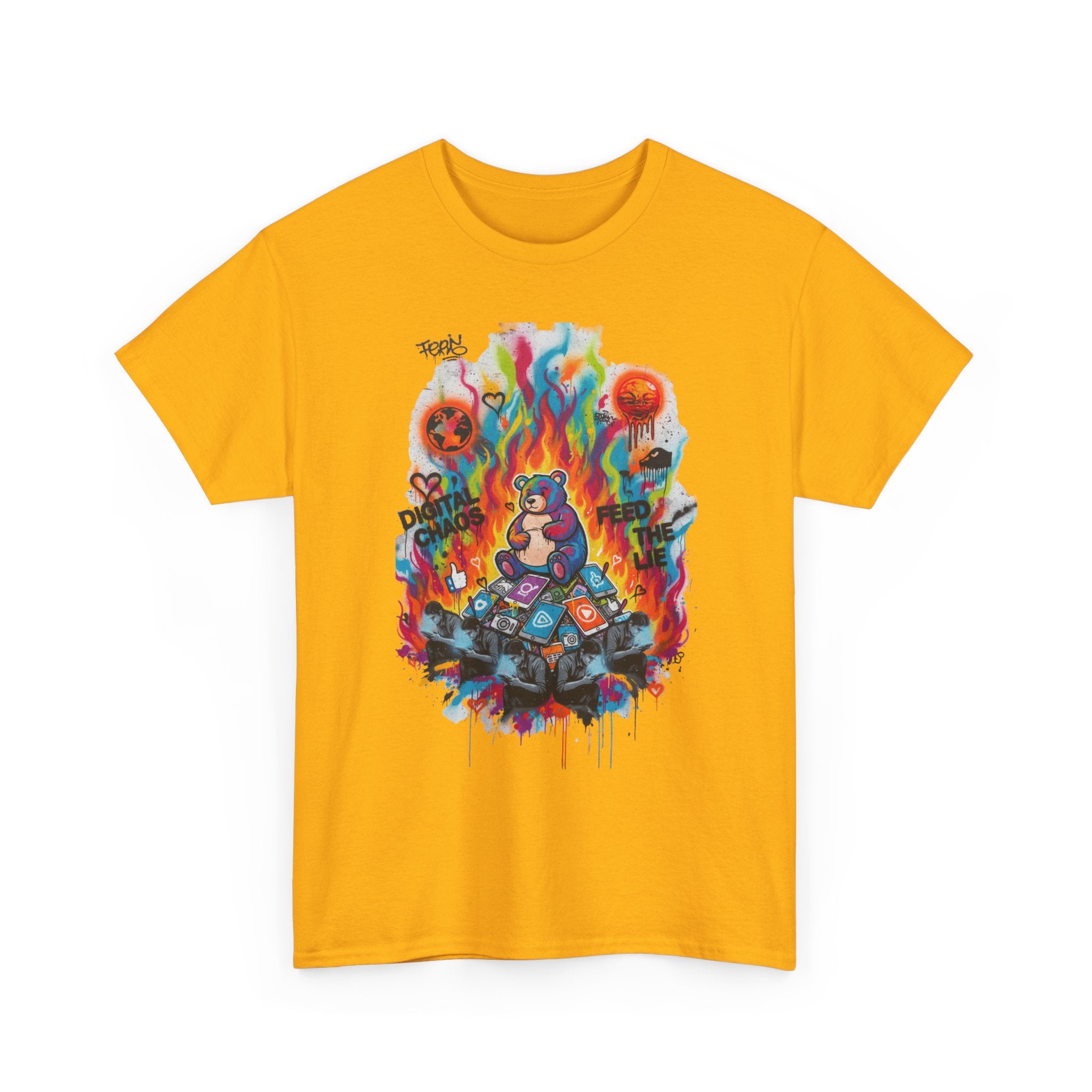 Colourful Cat Bonfire Graphic Tee