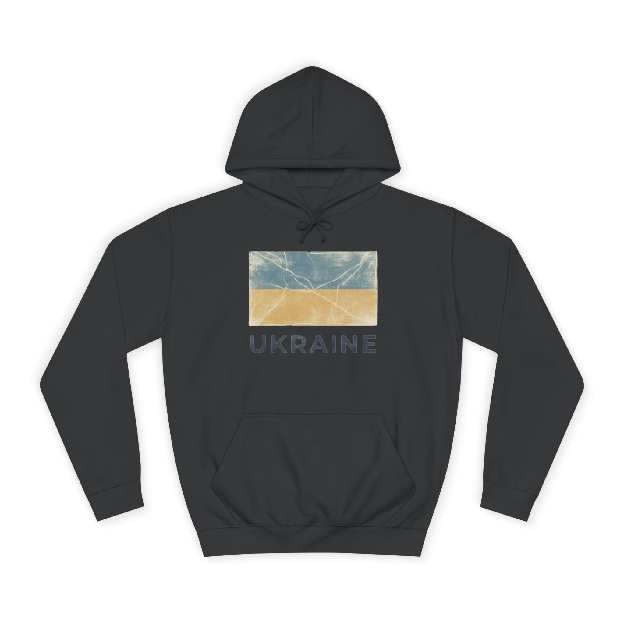 Ukraine Flag Hoodie – Distressed Blue & Yellow Support Pullover