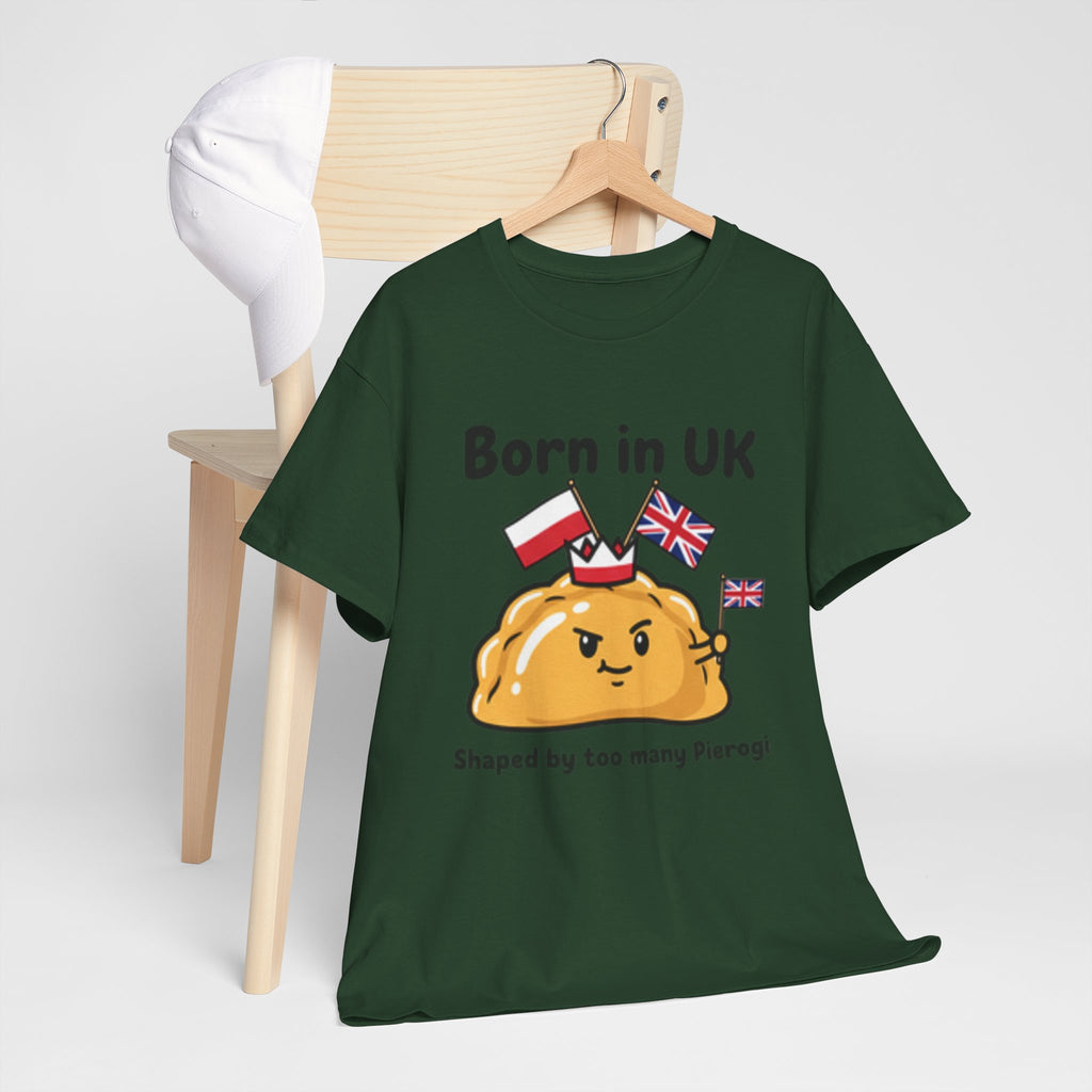 Born in UK Pierogi T‑Shirt — Funny Polish‑British Pride Tee