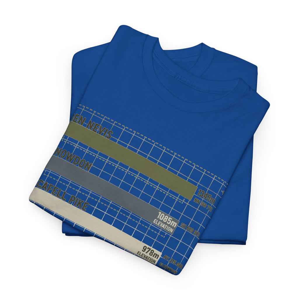 Three Peaks Challenge Graphic T-Shirt — Retro UK Mountain Hiking Tee