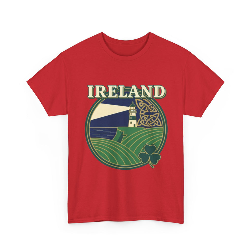 Ireland Scenic Tee — Celtic Lighthouse & Shamrock Graphic T-Shirt