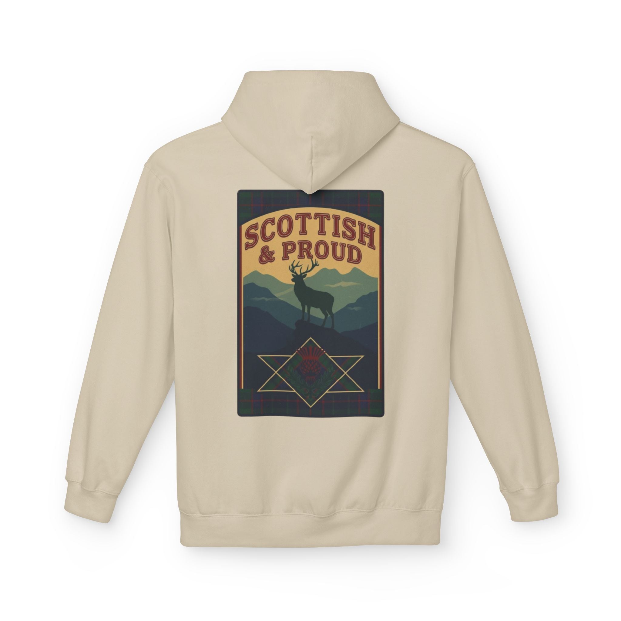 Scottish Hoodie — "Scottish & Proud" Vintage Stag Graphic Pullover