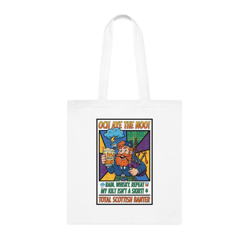 Tote Bag — "Och Aye The Noon!" Scottish Barber Cartoon Tote