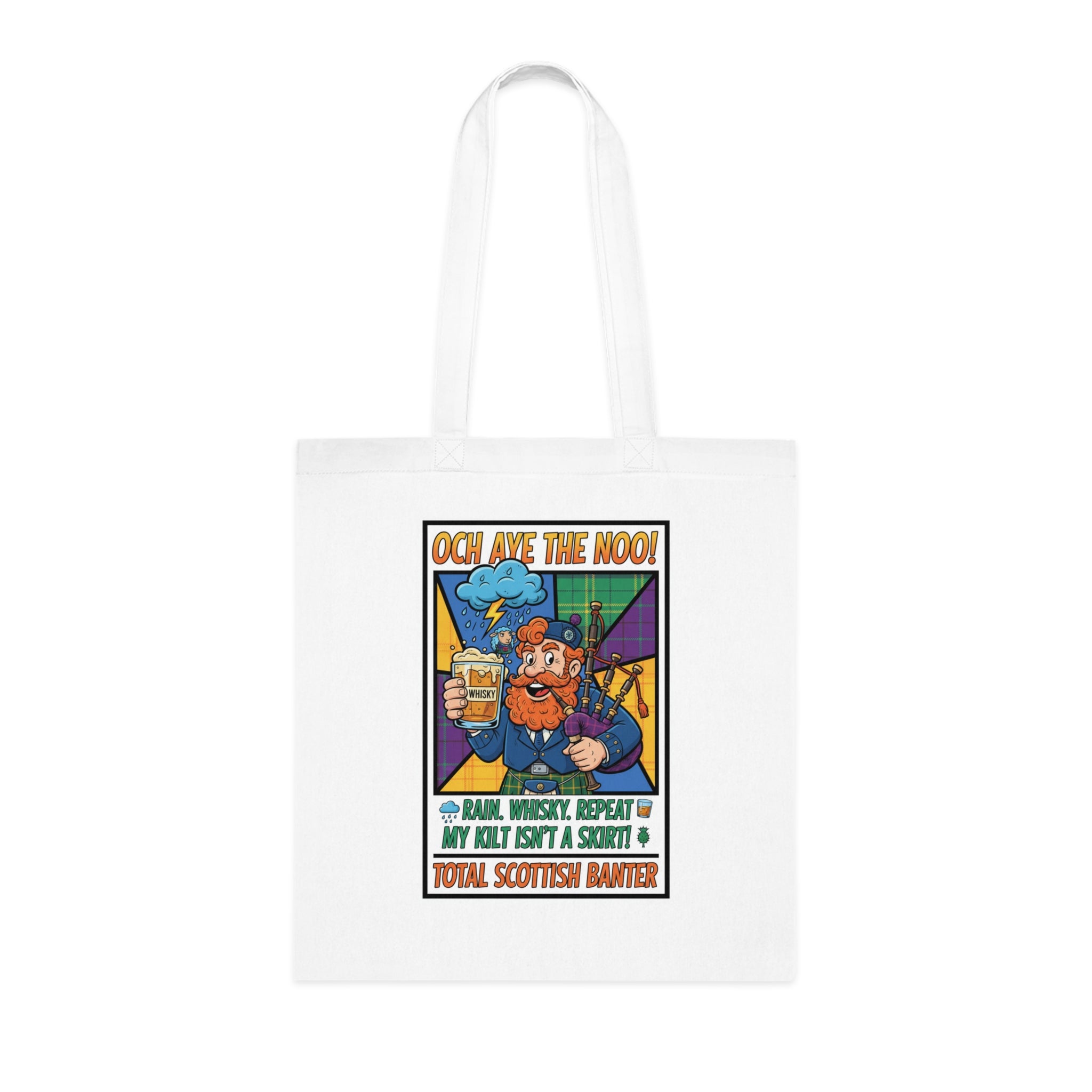 Tote Bag — "Och Aye The Noon!" Scottish Barber Cartoon Tote