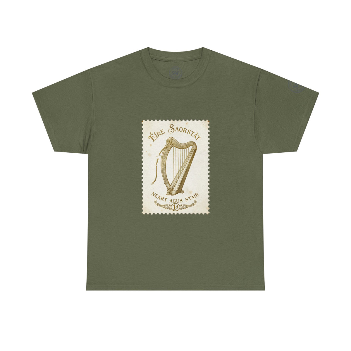 Irish Harp Vintage Stamp T-Shirt — Celtic Heritage Tee — product image 7