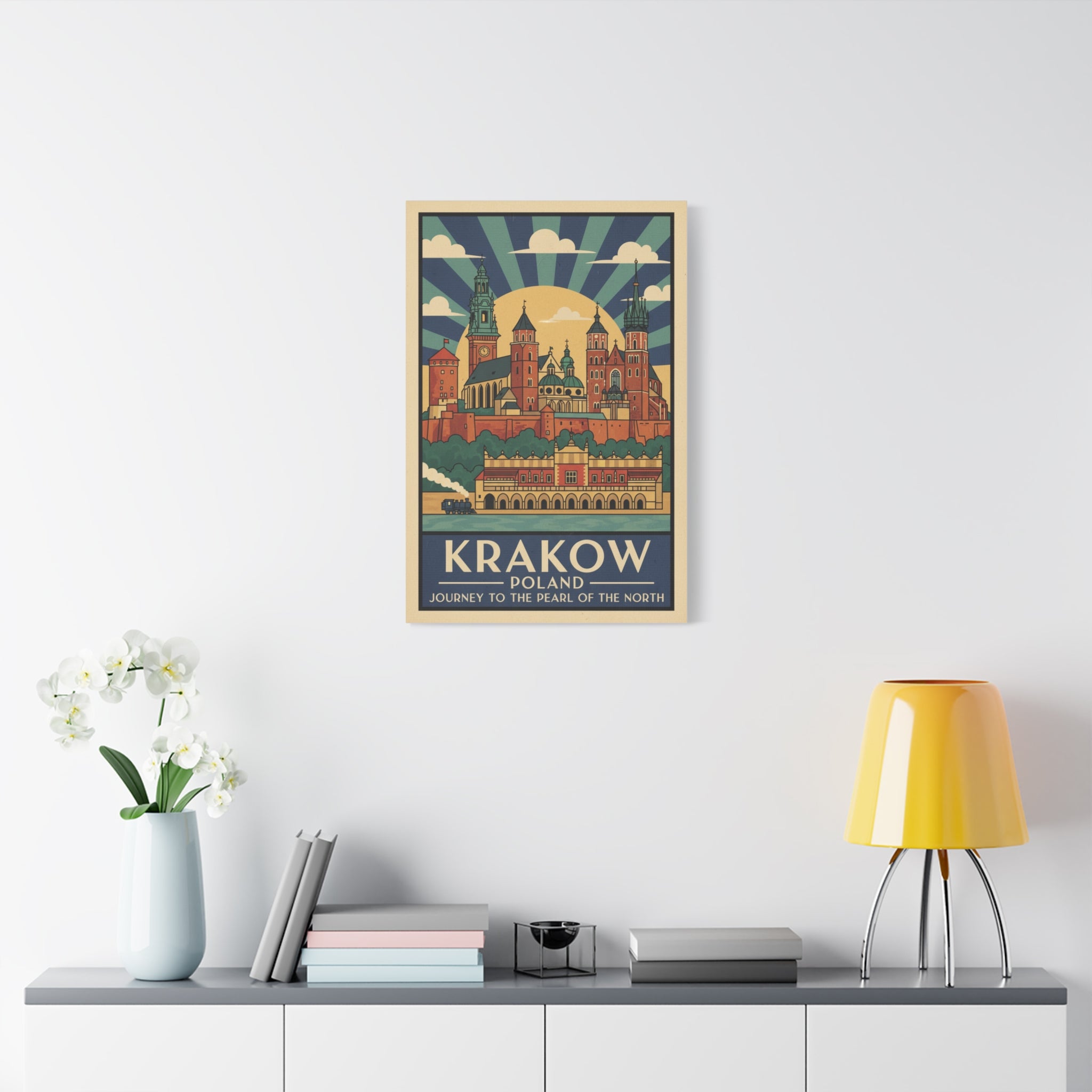 Krakow Poland Vintage Travel Poster Canvas — Matte Stretched Wall Art