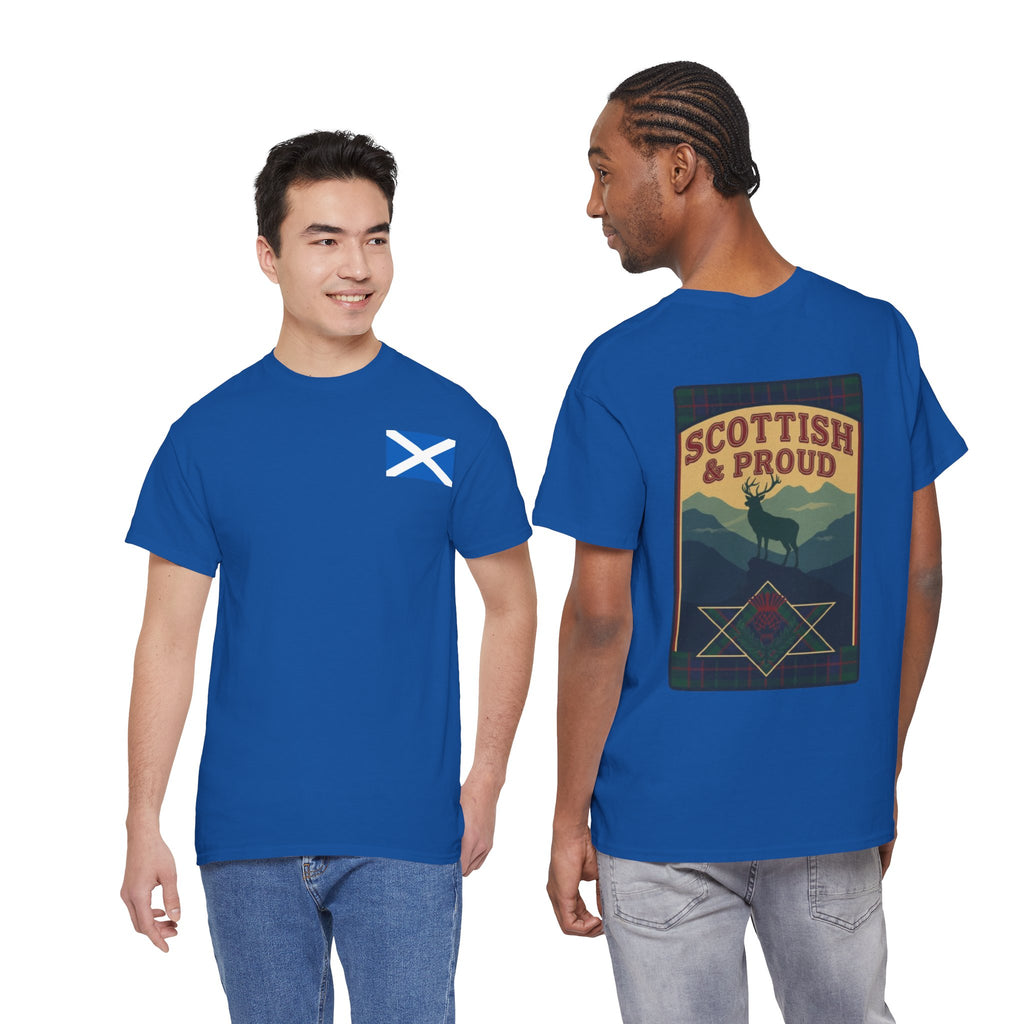 Scottish & Proud T‑Shirt — Retro Stag Scotland Flag Tee