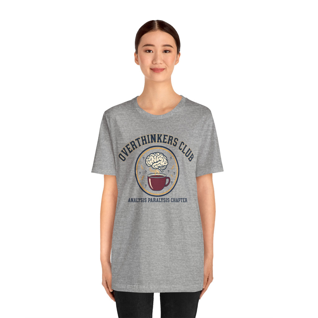 Overthinkers Club Tee | irony club shirt, varsity style shirt