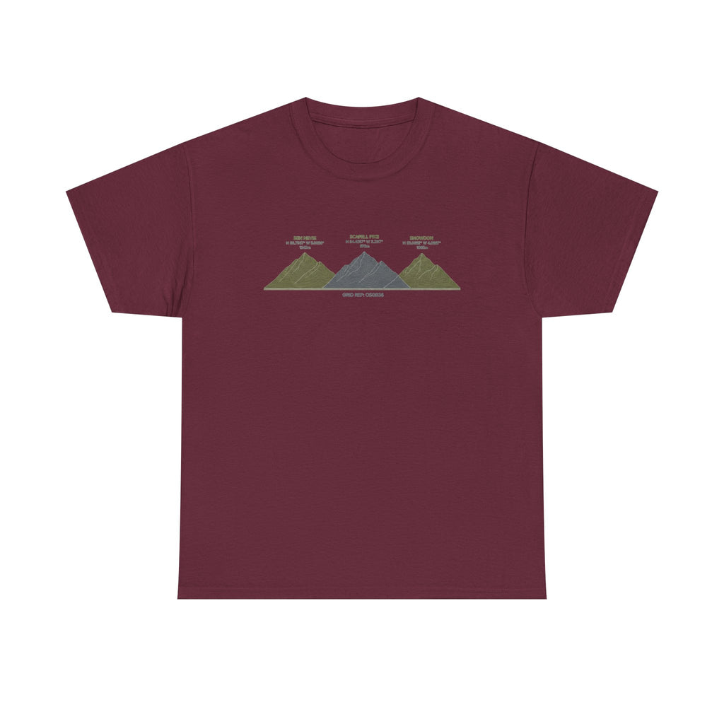 Three Peaks Challenge Graphic T-Shirt — Retro UK Mountain Hiking Tee