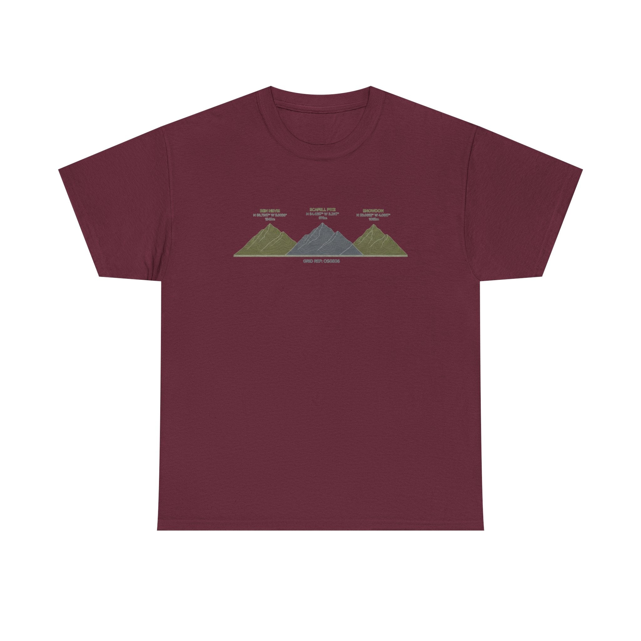 Three Peaks Challenge Graphic T-Shirt — Retro UK Mountain Hiking Tee