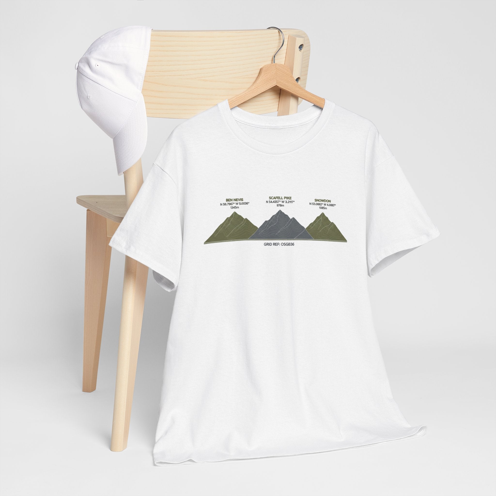 Three Peaks Challenge Graphic T-Shirt — Retro UK Mountain Hiking Tee