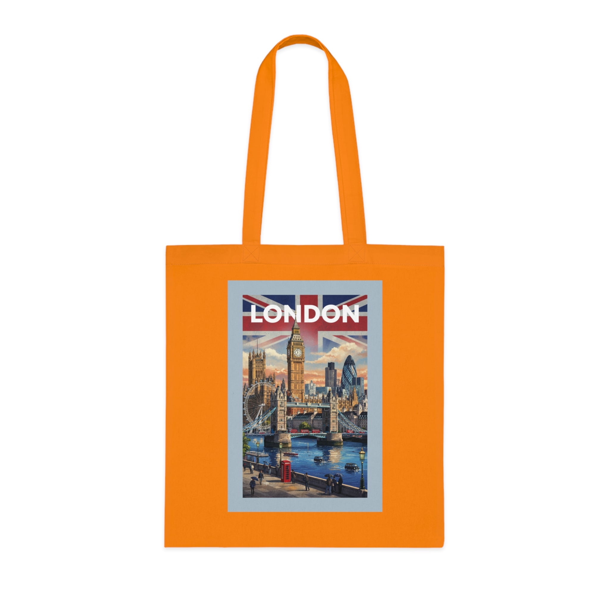 London Vintage Travel Tote Bag — Big Ben & Union Jack Cotton Shopper