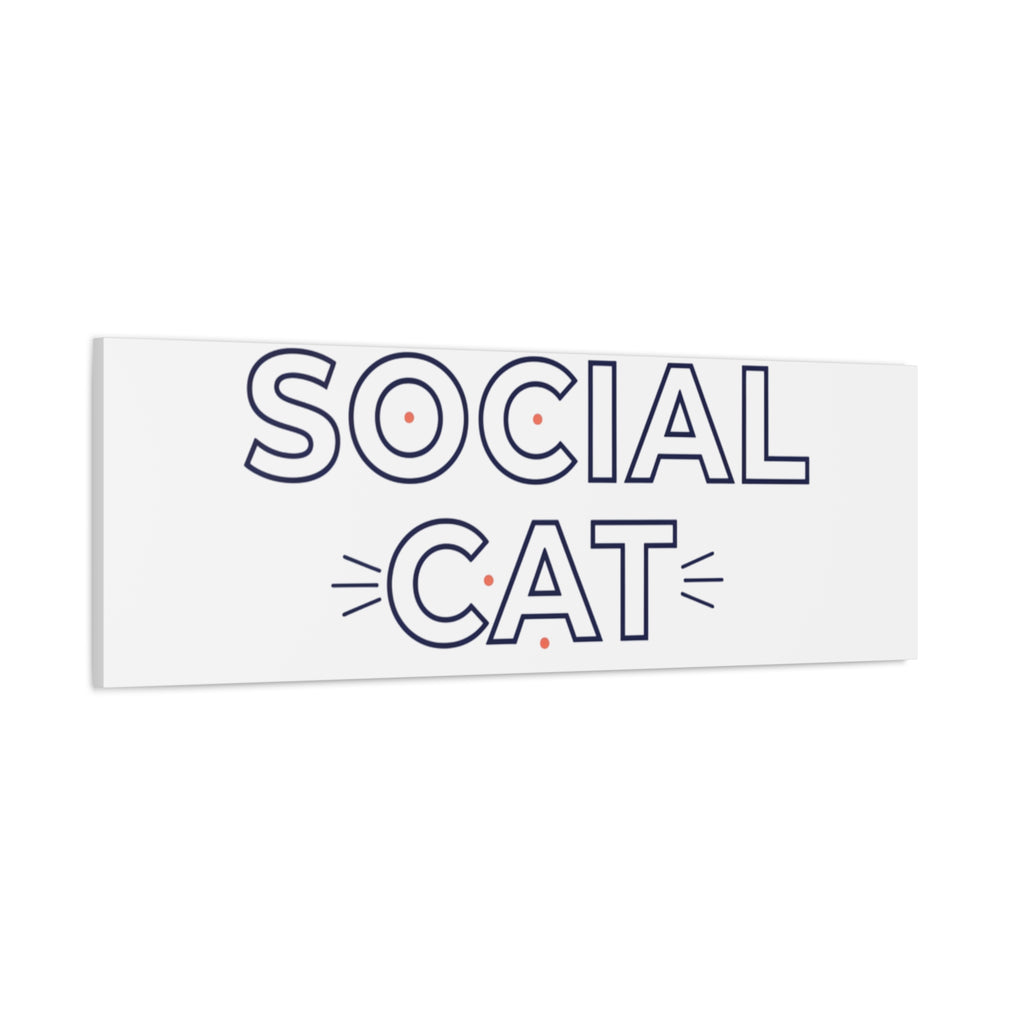 Anti Social Cat Club Canvas | Outline-Only Typography, Hollow Letter Art