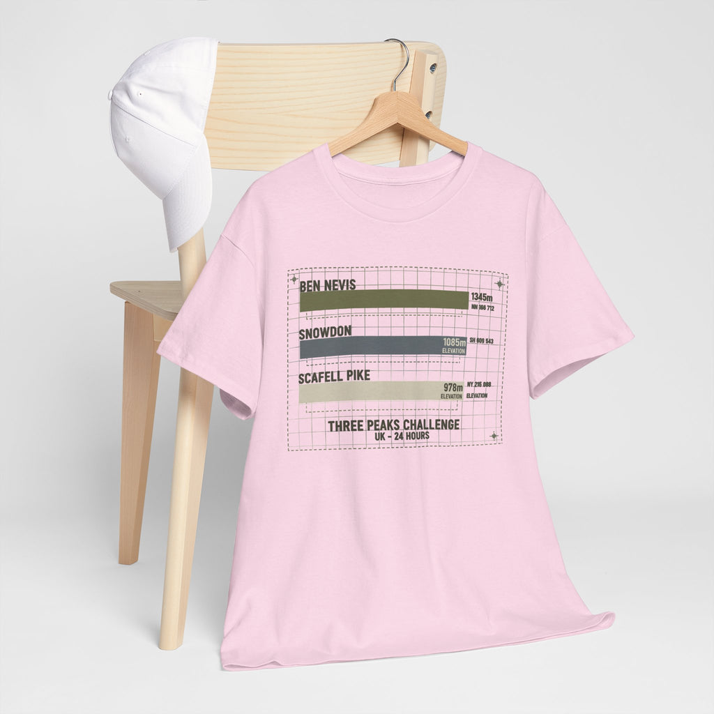 Three Peaks Challenge Graphic T-Shirt — Retro UK Mountain Hiking Tee