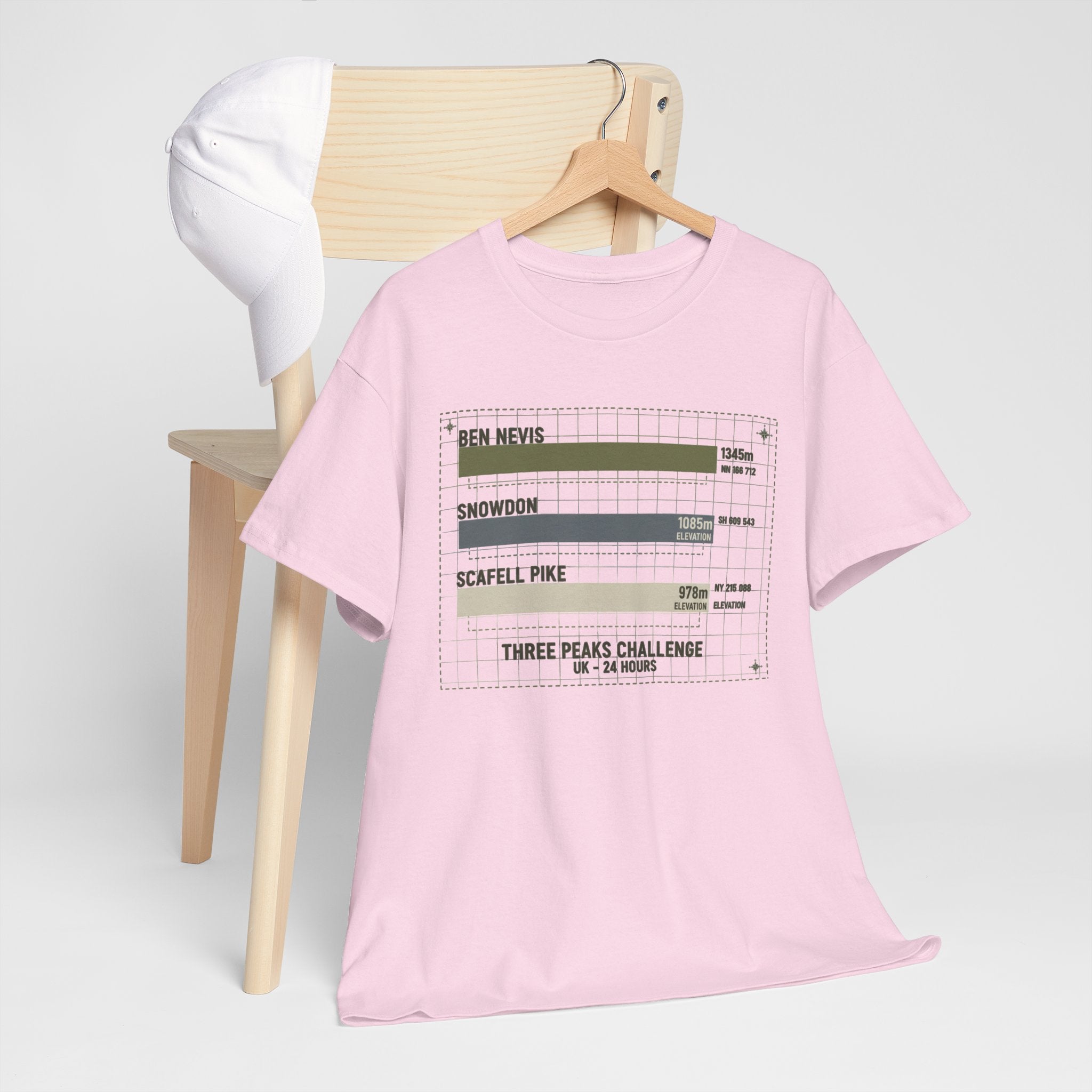 Three Peaks Challenge Graphic T-Shirt — Retro UK Mountain Hiking Tee