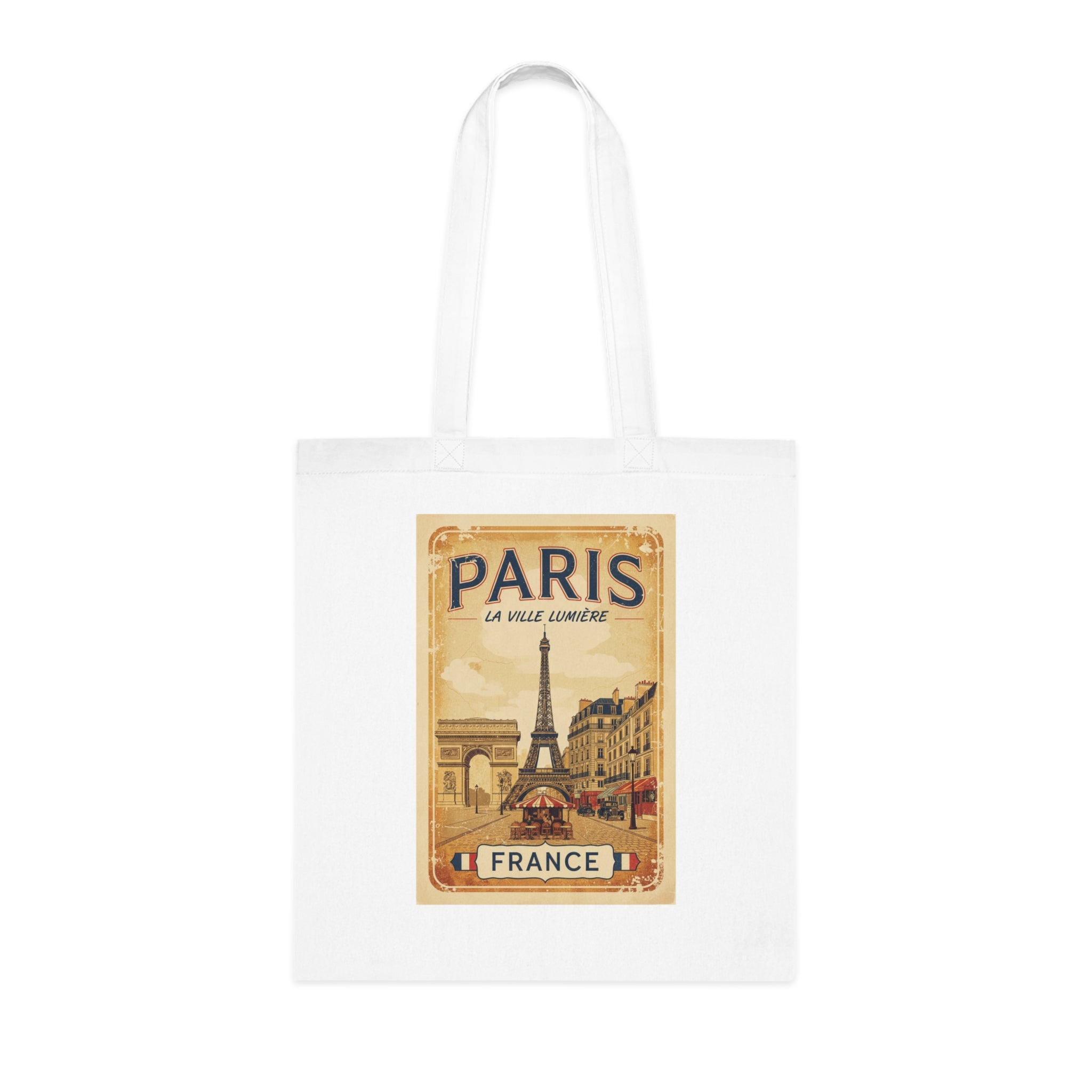 Paris Vintage Poster Cotton Tote Bag – Eiffel Tower France Travel Market Tote