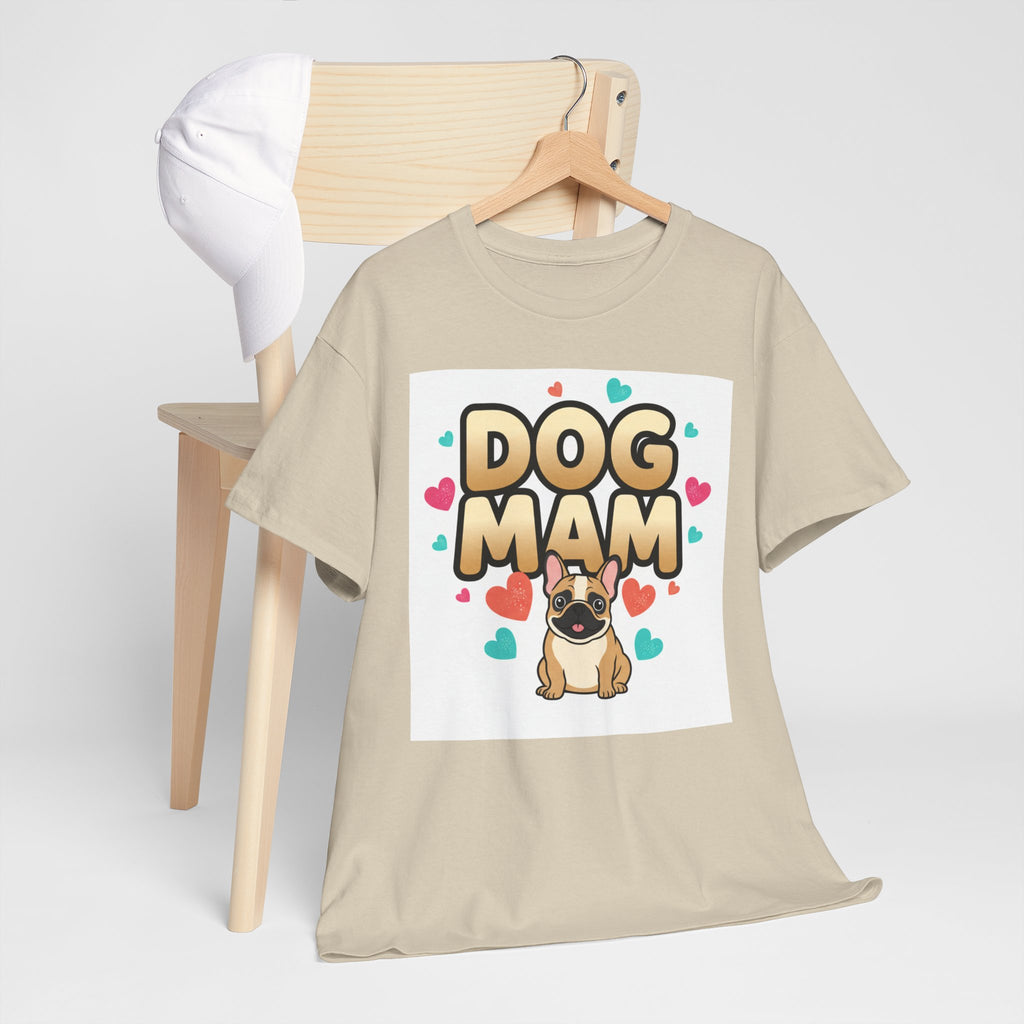 Dog Mom T-Shirt — Cute Pug Design with Hearts, Perfect Gift for Dog Lovers