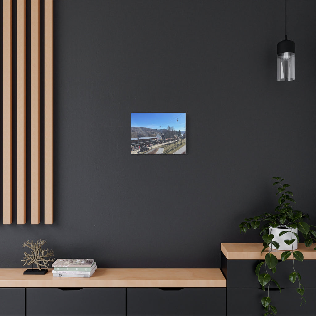 Resort Gondola Matte Canvas Wall Art — Mountain Village Landscape Print